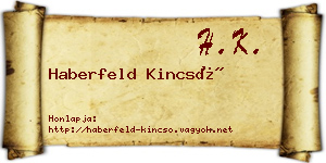 Haberfeld Kincső névjegykártya
